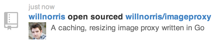 GitHub screenshot stating, 'willnorris open sourced willnorris/imageproxy'