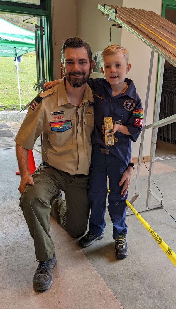 Me and my seven year old son Gabriel in our scout uniforms.